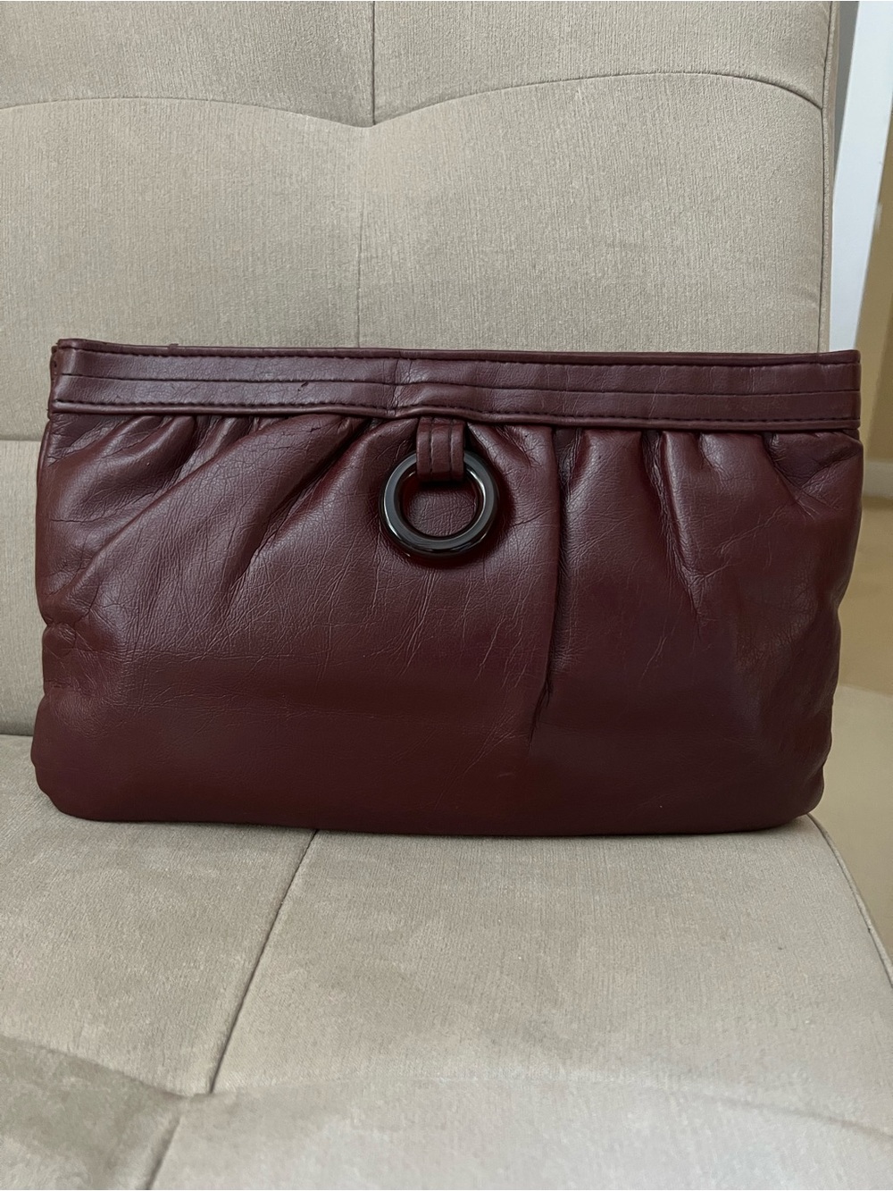 Leather Clutch Bag in Deep Burgundy